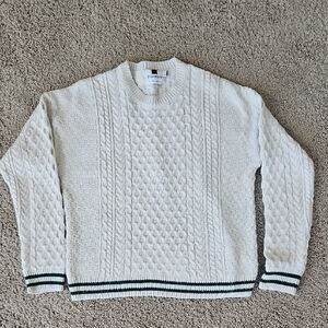 Topman Cream Cable Knit Crewneck Sweater